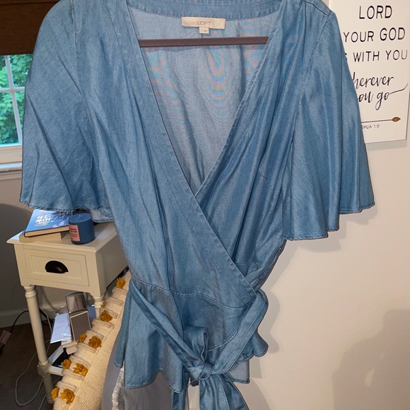LOFT Tops - LOFT denim wrap blouse